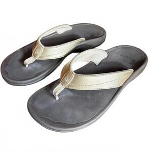 Olukai Ohana Sandals Flip Flop Thong Shoes Gold Women's Size 6